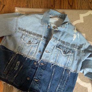 great quality jean jacket with pinning detail